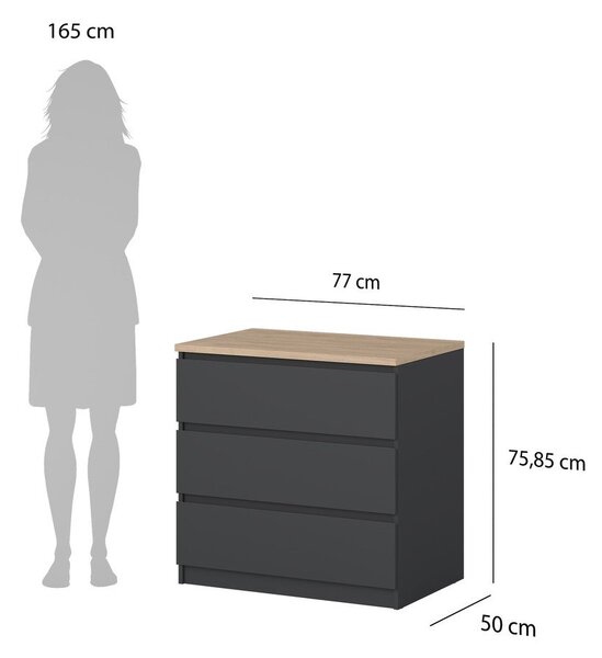 Tamno siva komoda 77x76x50 cm Naia – Tvilum