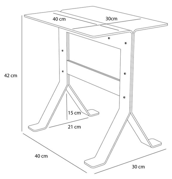 Metalni pomoćni stol 30x40 cm Fold – Hübsch