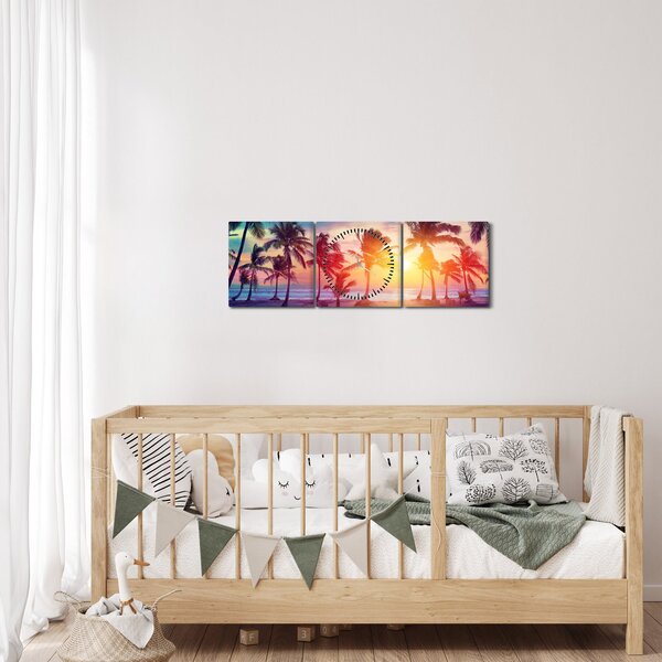 Slika - Tropski sončni zahod (sa satom) (90x30 cm)