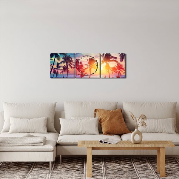 Slika - Tropski sončni zahod (sa satom) (90x30 cm)
