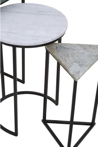 Pomoćni stolići u setu 3 kom s mramornom pločom 40x40 cm Mandoli – Premier Housewares