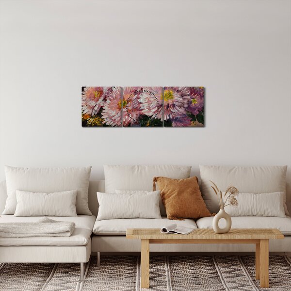 Slika - Oljna slika, Rože v vazi (sa satom) (90x30 cm)