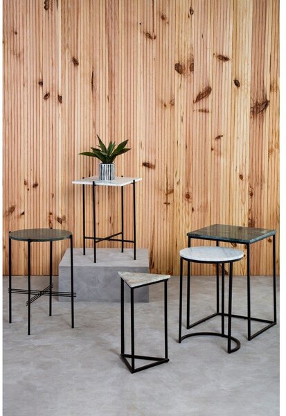 Pomoćni stolići u setu 3 kom s mramornom pločom 40x40 cm Mandoli – Premier Housewares