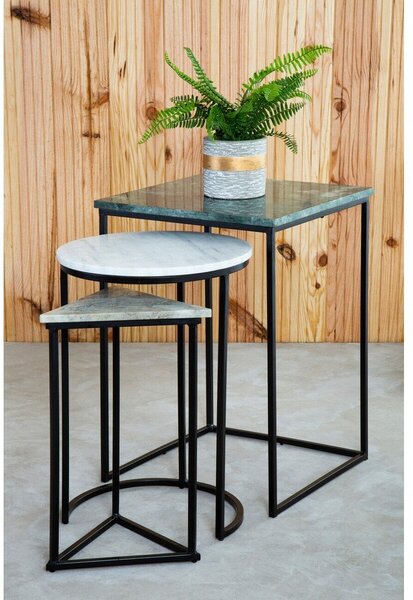 Pomoćni stolići u setu 3 kom s mramornom pločom 40x40 cm Mandoli – Premier Housewares