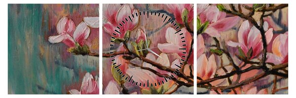Slika - Oljna slika, Cvetoča sakura (sa satom) (90x30 cm)
