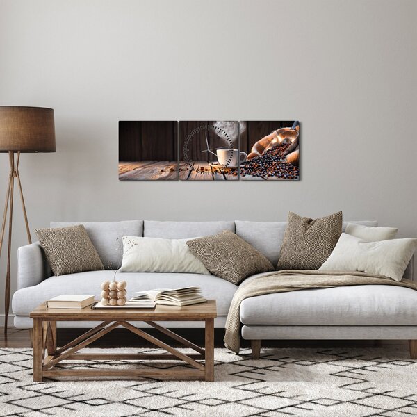 Slika - Čas za kavo (sa satom) (90x30 cm)