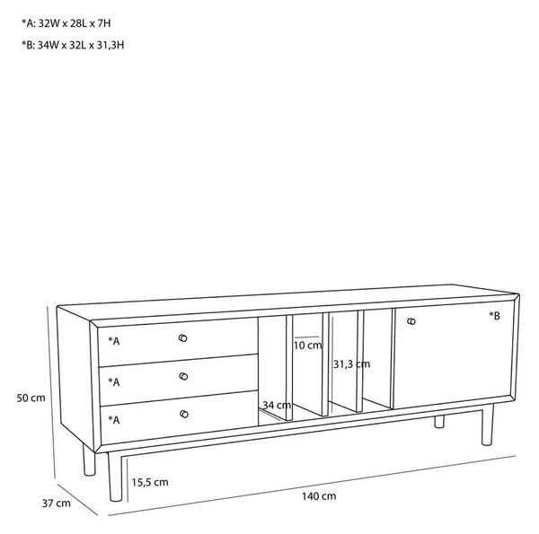 Komoda u dekoru hrasta u prirodnoj boji 140x50x37 cm Nobby – Hübsch