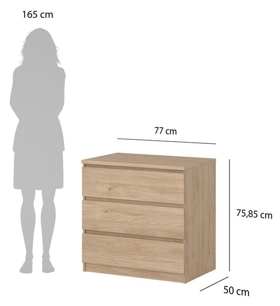 Komoda u dekoru hrasta u prirodnoj boji 77x76x50 cm Naia – Tvilum
