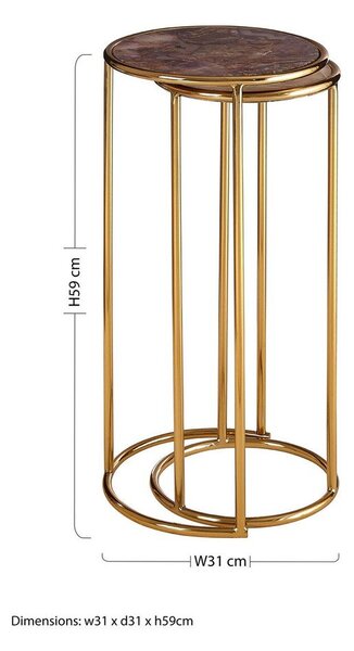 Okrugli pomoćni stolići u setu 2 kom s kamenom pločom stola ø 31 cm Vita – Premier Housewares