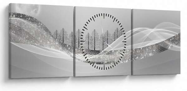 Slika - Srebrna pokrajina (sa satom) (90x30 cm)