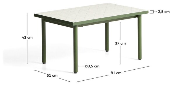 Vrtni stolić s keramičkom daskom 51x81 cm Maurina – Kave Home