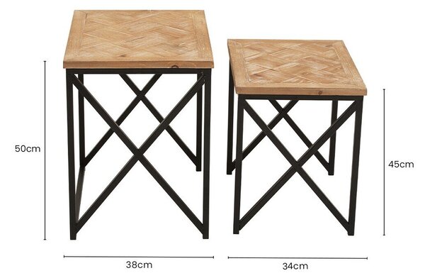 Pomoćni stolići u setu 2 kom od masivne jele 38x51 cm Kickford – Premier Housewares