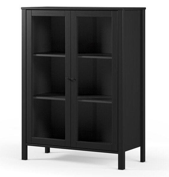 Crna vitrina od masivnog bora 90x120x40 cm Alessandra – Marckeric