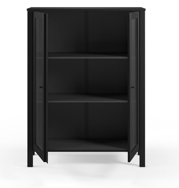Crna vitrina od masivnog bora 90x120x40 cm Alessandra – Marckeric