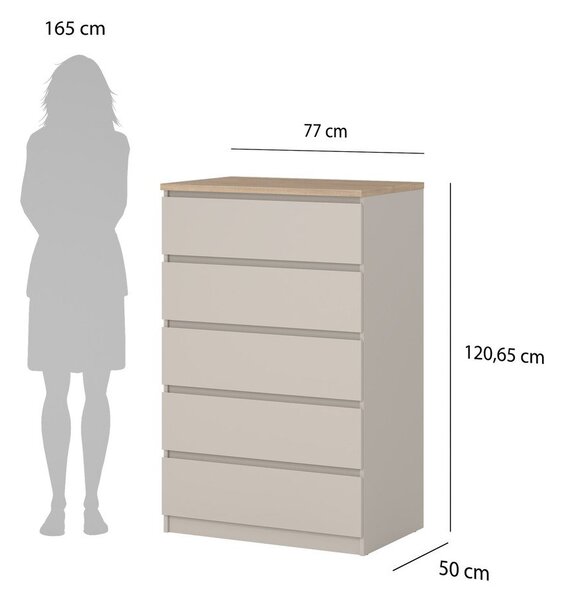 Krem komoda 77x121x50 cm Naia – Tvilum