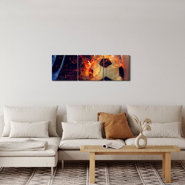 Slika - Nogometna žoga v ognju (sa satom) (90x30 cm)