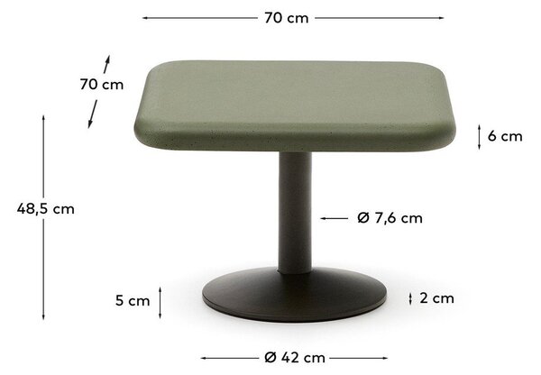Vrtni stolić za kavu s betonskom pločom stola 70x70 cm Esilda – Kave Home