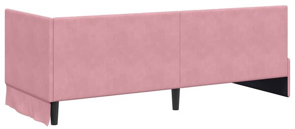 Kutni krevetni okvir s madracem s madracem 2 pcs Siva Baršun - Ružičasta / 80 x 200 cm