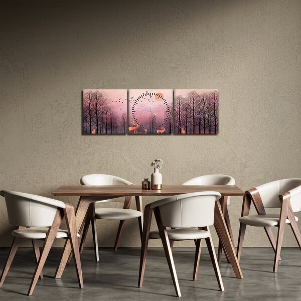 Slika - Jelen v soju zahajajočega sonca (sa satom) (90x30 cm)