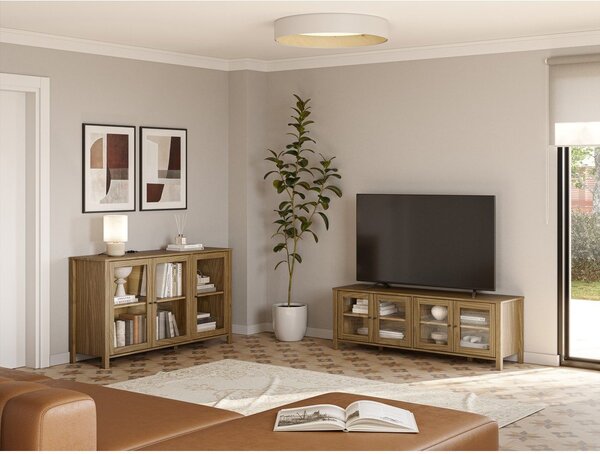 Vitrina od masivnog bora u prirodnoj boji 142x80x40 cm Alessandra – Marckeric