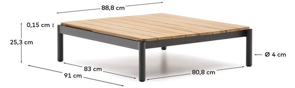 Vrtni stolić za kavu od masivne tikovine 89x91 cm Sorells – Kave Home