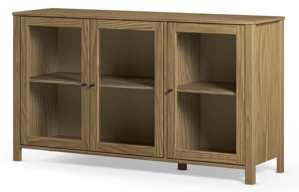 Vitrina od masivnog bora u prirodnoj boji 142x80x40 cm Alessandra – Marckeric