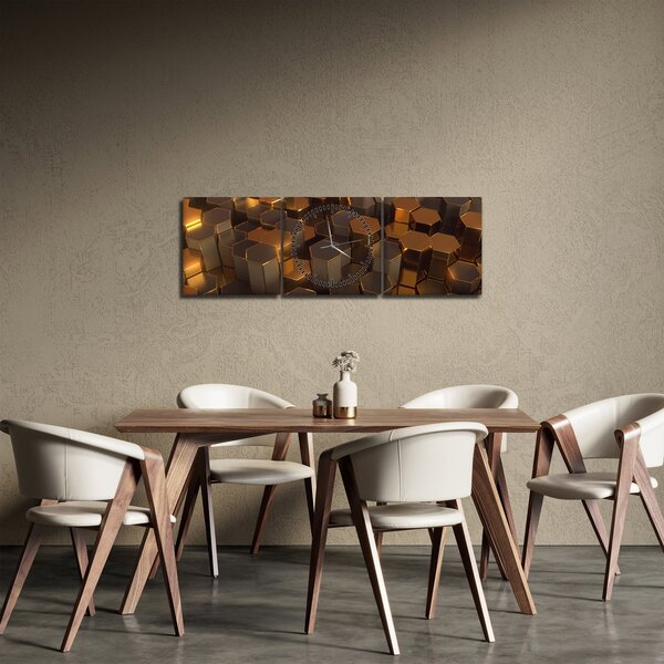 Slika - Bronasti šesterokotniki (sa satom) (90x30 cm)
