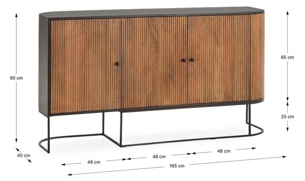 Komoda od masivnog manga u prirodnoj boji 165x90x40 cm Curve – MOME