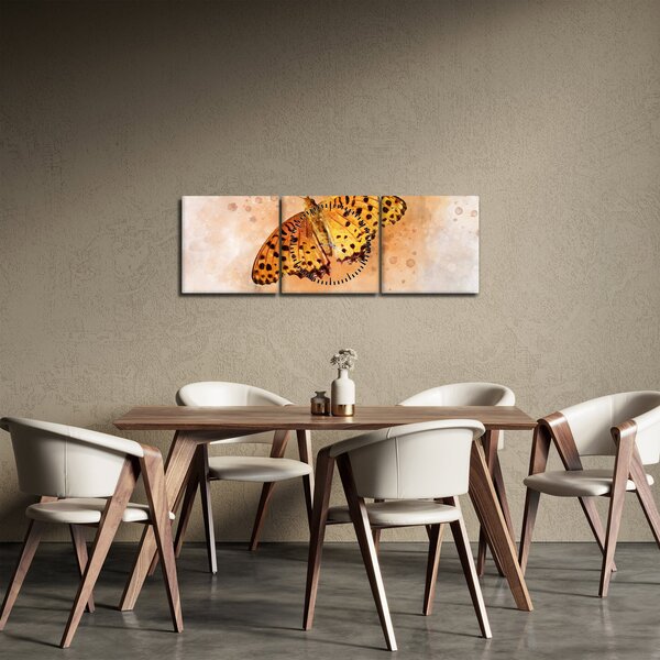 Slika - Oranžni metulj, akvarel (sa satom) (90x30 cm)