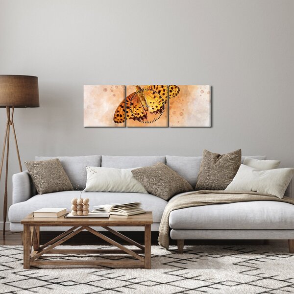 Slika - Oranžni metulj, akvarel (sa satom) (90x30 cm)