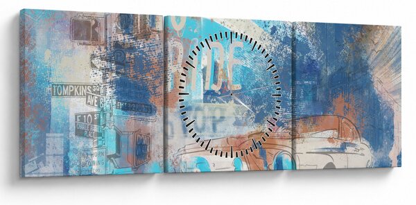 Slika - Rojen za vožnjo, modri toni (sa satom) (90x30 cm)