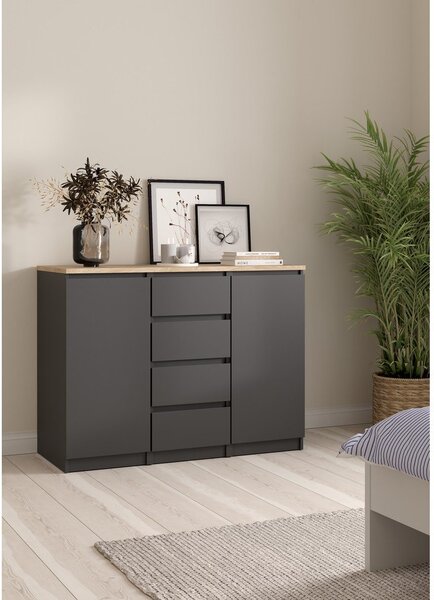Tamno siva komoda 121x91x50 cm Naia – Tvilum