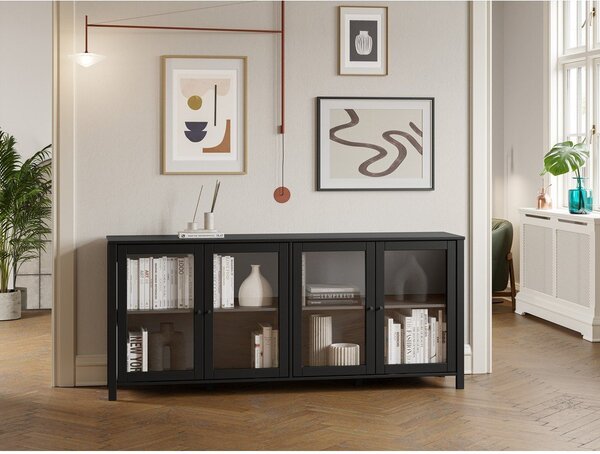 Crna vitrina od masivnog bora 186x80x40 cm Alessandra – Marckeric