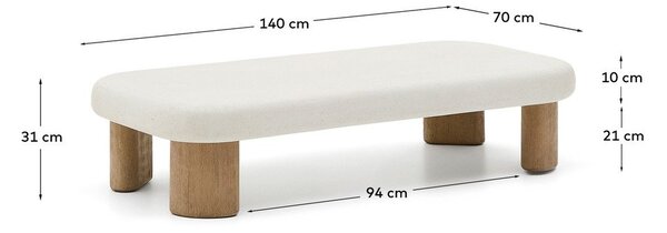 Vrtni stolić za kavu s betonskom pločom stola 70x140 cm Labra – Kave Home