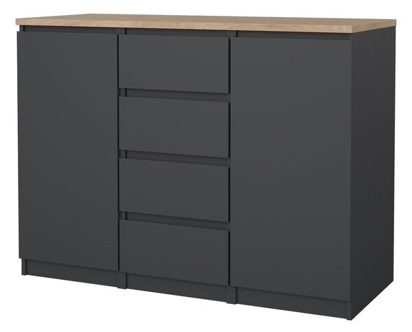 Tamno siva komoda 121x91x50 cm Naia – Tvilum