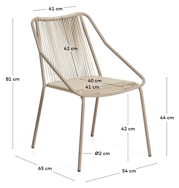 Krem/smeđe-siva vrtna stolica Zivia – Kave Home