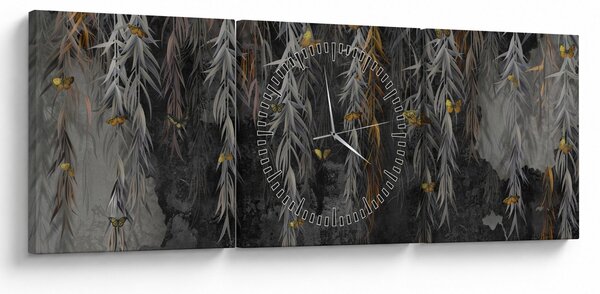 Slika - Vrbove vejice na črnem ozadju (sa satom) (90x30 cm)