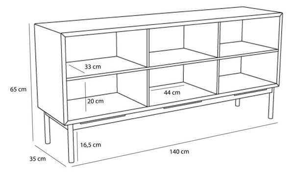 Smeđa komoda u dekoru hrasta 140x65x35 cm Dual – Hübsch