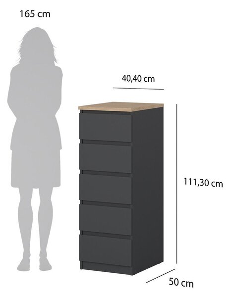 Tamno siva komoda 40x111x50 cm Naia – Tvilum