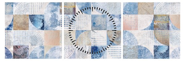 Slika - Geometrijski liki na steni (sa satom) (90x30 cm)