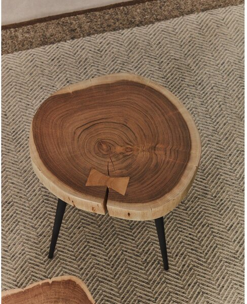 Okrugao pomoćni stol s pločom stola od bagrema 35x35 cm Tanive – Kave Home