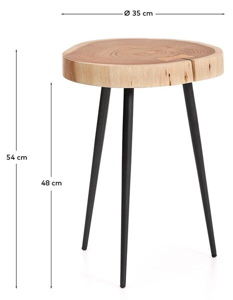 Okrugao pomoćni stol s pločom stola od bagrema 35x35 cm Tanive – Kave Home