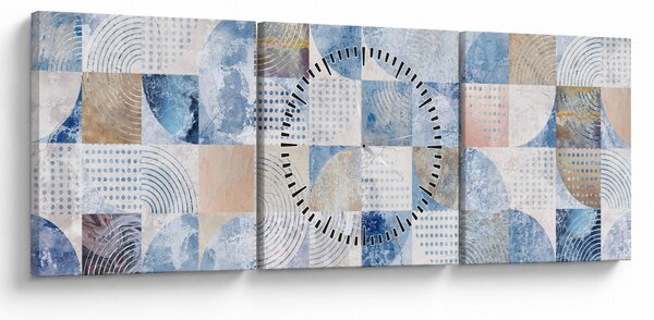 Slika - Geometrijski liki na steni (sa satom) (90x30 cm)