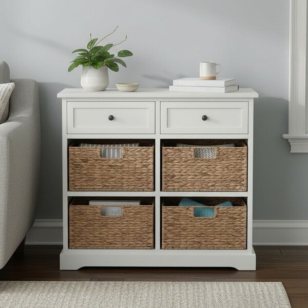 Komoda od masivne paulovnije boje slonovače 76x70x33 cm Vermont – Premier Housewares