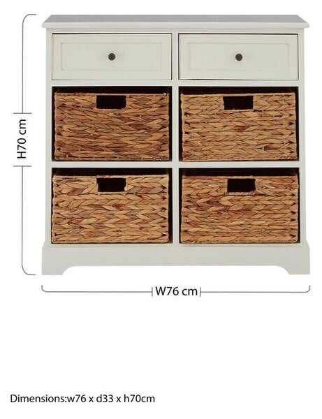 Komoda od masivne paulovnije boje slonovače 76x70x33 cm Vermont – Premier Housewares