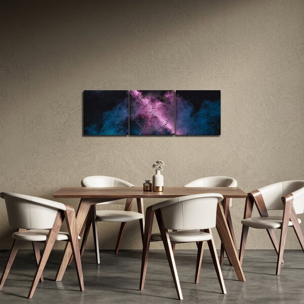 Slika - Rožnato moder dim (sa satom) (90x30 cm)