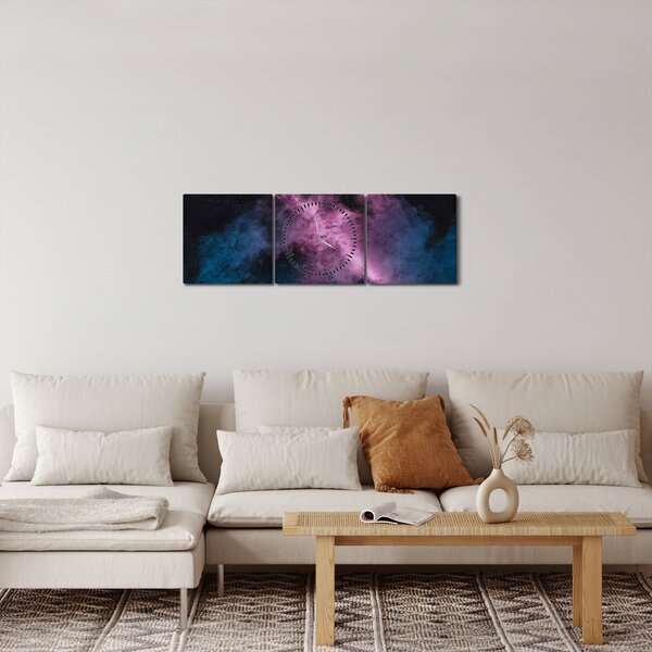 Slika - Rožnato moder dim (sa satom) (90x30 cm)
