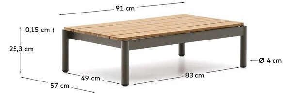 Vrtni stolić za kavu od masivne tikovine 57x91 cm Sorells – Kave Home