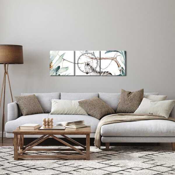 Slika - Eksotične živali (sa satom) (90x30 cm)