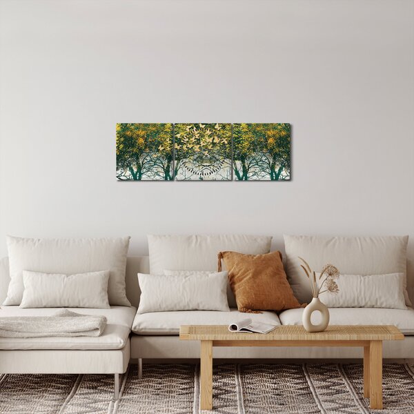 Slika - Jeleni v zelenem gozdu (sa satom) (90x30 cm)